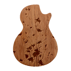 Flora Floral Flower Petal Guitar Shape Wood Guitar Pick Holder Case And Picks Set