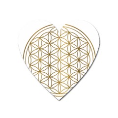 Gold Flower Of Life Sacred Geometry Heart Magnet by Maspions