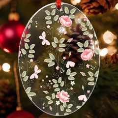 Flowers Roses Pattern Nature Bloom Uv Print Acrylic Ornament Oval by Grandong