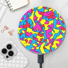 Colorful-graffiti-pattern-blue-background Wireless Fast Charger(white) by designsbymallika