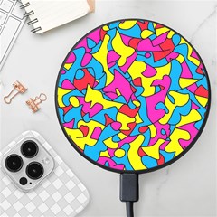 Colorful-graffiti-pattern-blue-background Wireless Fast Charger(black) by designsbymallika