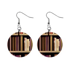 Books Bookshelves Office Fantasy Background Artwork Book Cover Apothecary Book Nook Literature Libra Mini Button Earrings