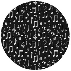 Chalk Music Notes Signs Seamless Pattern Wooden Bottle Opener (round) by Ravend