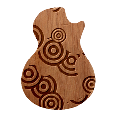 Abstract Circles Background Retro Guitar Shape Wood Guitar Pick Holder Case And Picks Set