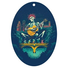 Grateful Dead Singing Skeleton Uv Print Acrylic Ornament Oval by Bedest