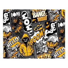 Boom Bang Art Crazy Drawing Graffiti Hello Retro Sayings Yellow Premium Plush Fleece Blanket (large) by Bedest