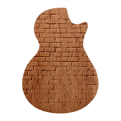 White And Blue Brick Wall Guitar Shape Wood Guitar Pick Holder Case And Picks Set