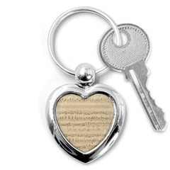 Vintage Beige Music Notes Key Chain (heart) by Loisa77