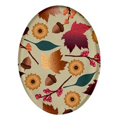 Autumn Leaves Autumn Colour Season Oval Glass Fridge Magnet (4 Pack)