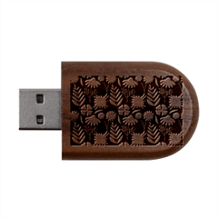 Flower Grey Pattern Floral Wood Oval Usb Flash Drive