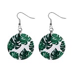 Illustrations Monstera Leafes Mini Button Earrings Front