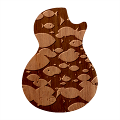 Illustrations Sea Fish Swimming Colors Guitar Shape Wood Guitar Pick Holder Case And Picks Set