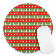 Christmas-papers-red-and-green Round Mousepad by Bedest