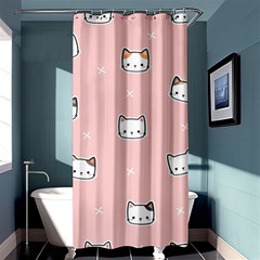 Cute Cat Cartoon Doodle Seamless Pink Pattern Shower Curtain 36  X 72  (stall)  by Grandong