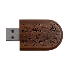 Pattern Seamless Texture Cartoon Wood Oval Usb Flash Drive