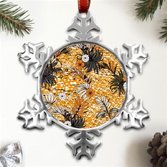 Leaf Yellow Point Flower White Metal Small Snowflake Ornament by Grandong