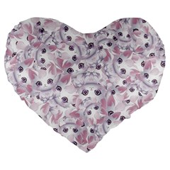 Sweet Kawaii Kitty Pattern (ai) Bk Large 19  Premium Heart Shape Cushions by dflcprintsclothing