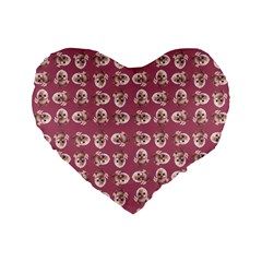 Whimsy Chickens Pattern Standard 16  Premium Flano Heart Shape Cushions by dflcprintsclothing