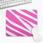 White Pink Stripes, Pattern Large Mousepad Front