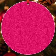 Pink Abstract Crimson Triangle Uv Print Acrylic Ornament Round by Posterlux