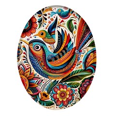 Madhubani Art A Oval Glass Fridge Magnet (4 Pack)