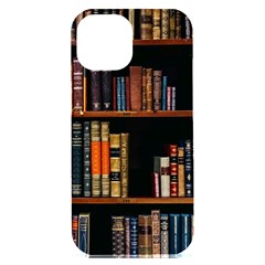 Assorted Title Of Books Piled In The Shelves Assorted Book Lot Inside The Wooden Shelf Iphone 15 Plus Black Uv Print Pc Hardshell Case