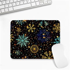 Gold Teal Snowflakes Gold Abstract Christmas Small Mousepad by Bedest