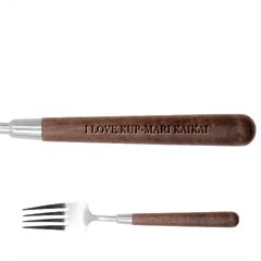 I Love Kup- Mari Kaikai On Stainless Steel Fork With Wooden Handle