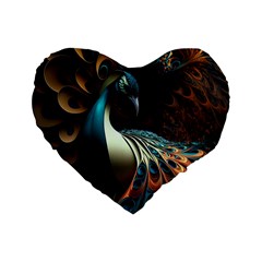 Colorful Peacock Bird Feathers Standard 16  Premium Heart Shape Cushions by Apen