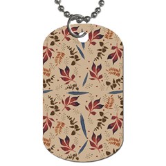 Leaves Pattern Teal Seamless Fall Dog Tag (two Sides)