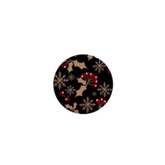 Christmas Pattern With Snowflakes Berries 1  Mini Buttons by Ket1n9