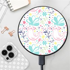 Cute Bird Pattern Wireless Fast Charger(black) by designsbymallika