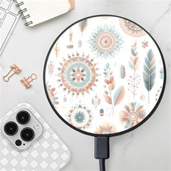 Pastel-boho-pattern Wireless Fast Charger(black) by designsbymallika