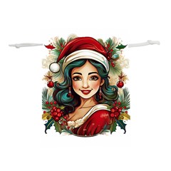 Young Woman With Santa Claus Clothes Isolated Illustration Wb Lightweight Drawstring Pouch (l)