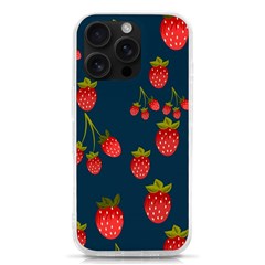 Strawberry Texture, Blue Background With Strawberries Iphone 16 Pro Tpu Uv Print Case