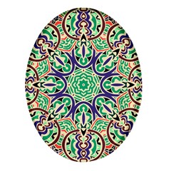 Cold Colors Mandala   Oval Glass Fridge Magnet (4 Pack)