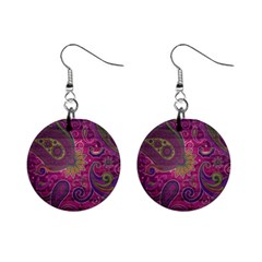 Abstract Purple Pattern Mini Button Earrings