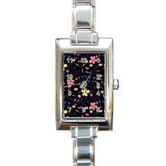 Foliage Pattern Beautiful Aesthetic Secret Garden Rectangle Italian Charm Watch