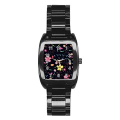 Foliage Pattern Beautiful Aesthetic Secret Garden Stainless Steel Barrel Watch