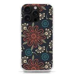 Retro Texture With Orange Flowers Floral Iphone 16 Pro Tpu Uv Print Case