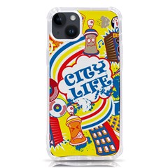 Colorful City Life Horizontal Seamless Pattern Urban City Iphone 14 Plus Tpu Uv Print Case