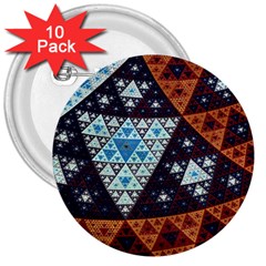 Fractal Triangle Geometric Abstract Pattern 3  Buttons (10 Pack)  by Cemarart