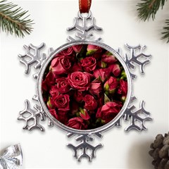 Floral Buds Of Roses Beautiful Flowers Metal Large Snowflake Ornament by Grandong