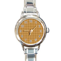 Autumn Fall Plaid Tartan 1 Round Italian Charm Watch by dressshop