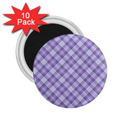 Purple Plaid Tartan 2 Diagonal 2 25  Magnets (10 Pack)  by dressshop