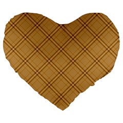 Autumn Fall Plaid Tartan 1 Diagonal Large 19  Premium Heart Shape Cushions by dressshop