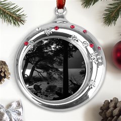 Los Alerces National Park Waterfront Landscape, Argentina002 Metal Snowflake Red Crystal Round Ornament by dflcprintsclothing