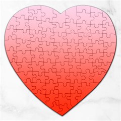 Pink Lace To Scarlet Red Linear Gradient Jigsaw Puzzle (heart) by GradientsOmbre