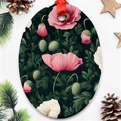 Poppy Flower Plant Petals Bloom Ornament (oval) by Grandong