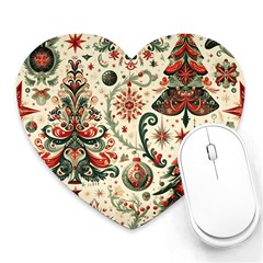 Christmas Tree Snow Heart Mousepad by Bedest